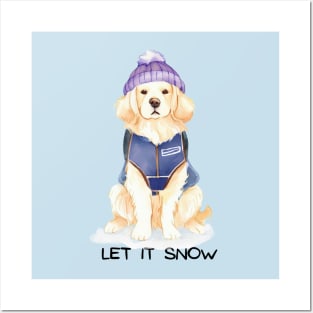 LET IT SNOW - Golden Retriever Posters and Art